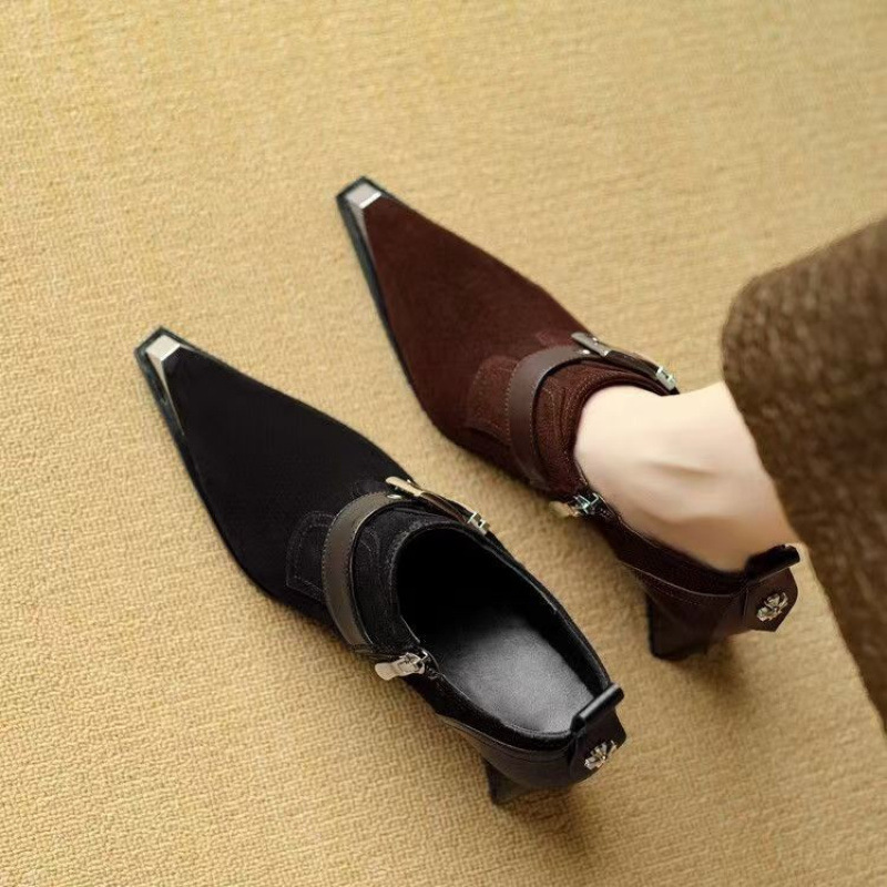 Retro-style Metallic Square-toe Chunky-heel Pumps foto 3