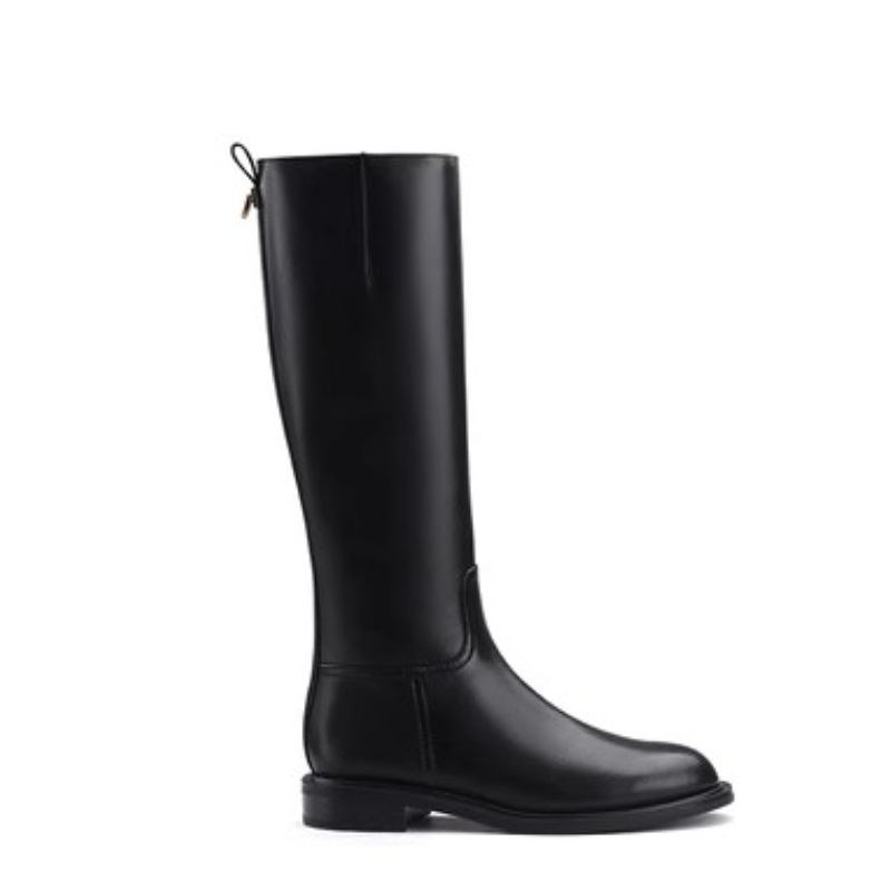 Knee-high Fleece-lined Round-toe Low-heeled With Side Zippers Womens High-rise Riding Boots foto 4