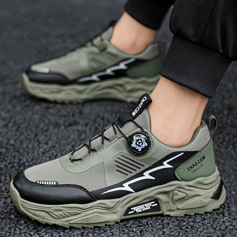 Leather Surface Men's Mesh Breathable Sports Low-top Shoes foto 2