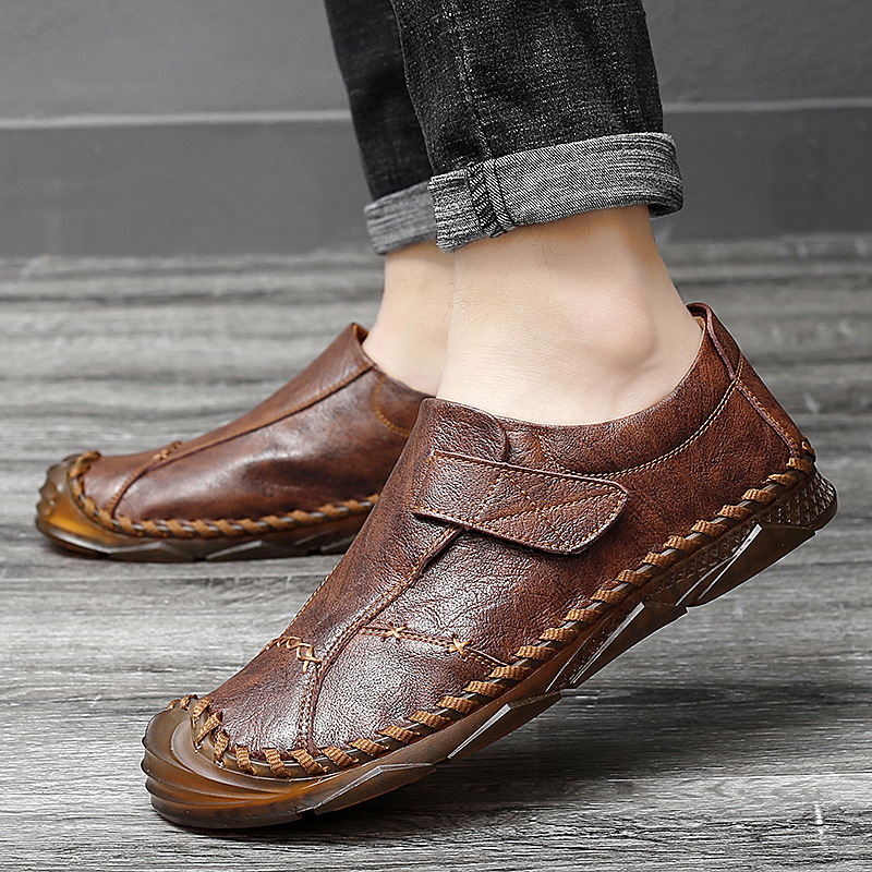 Handmade Genuine Leather Men's Casual Shoes Outdoor Fashion All-matching foto 2