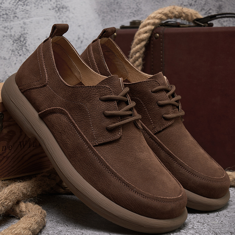 Men's Retro British Style Pigskin Inner Rubber Sole Casual Lace-up Leather Shoes foto 4
