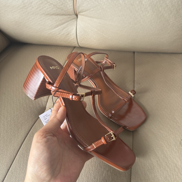 Casual High-heeled Open-toe Sandals Women's Shoes Square Toe foto 3