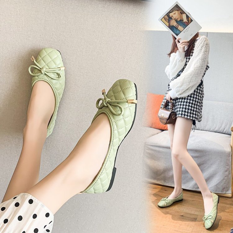 Ladies New Bow Flat Bottom Square Toe Soft Bottom Pumps foto 2