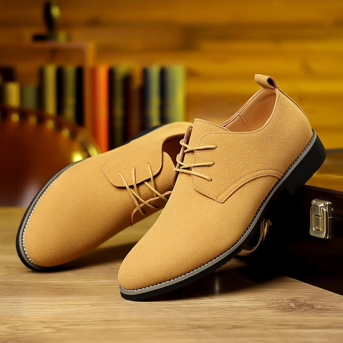 Large Size Men's Leather Shoes Casual Suede Leather Shoes foto 4
