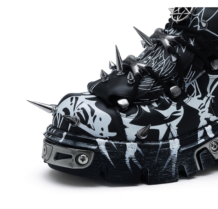 Dark Spikes Platform Shoes Punk Rock Pumps foto 3