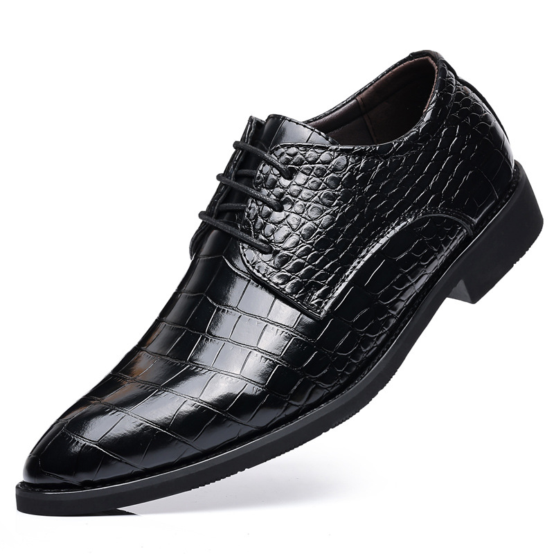 Men's Business Casual Shoes Fish Grain British Leather Shoes foto 5