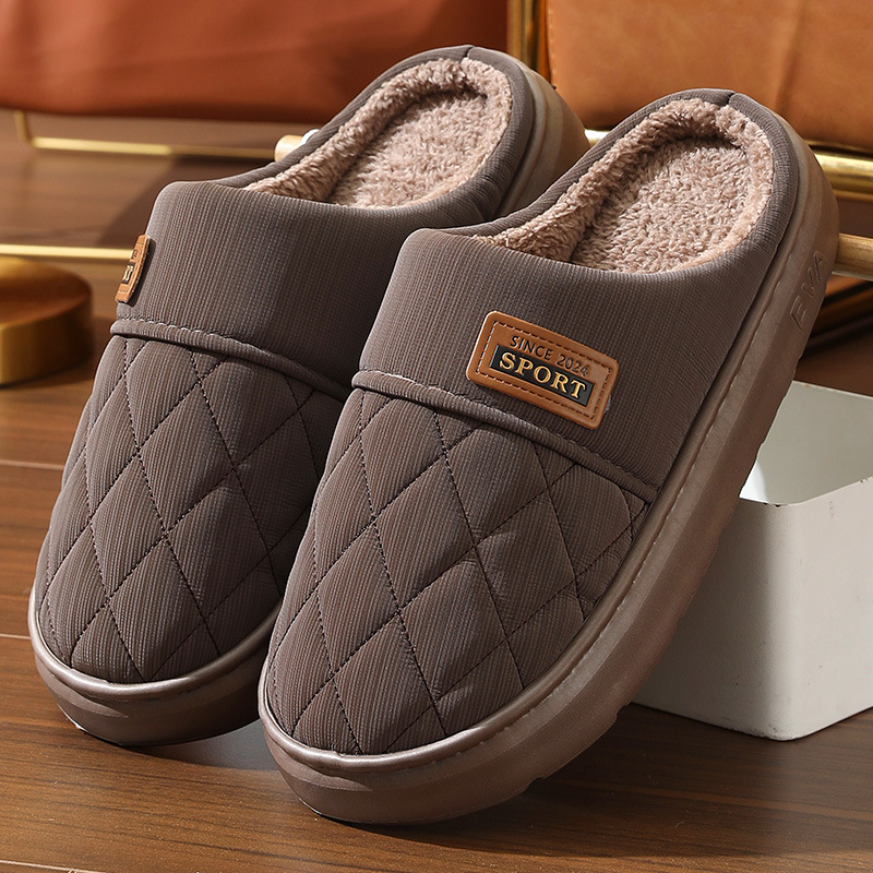 Men's Home Slippers Winter Warm Plush House Shoes Indoor Non-slip Floor Bedroom Slipper Casual All-match Shoes foto 5