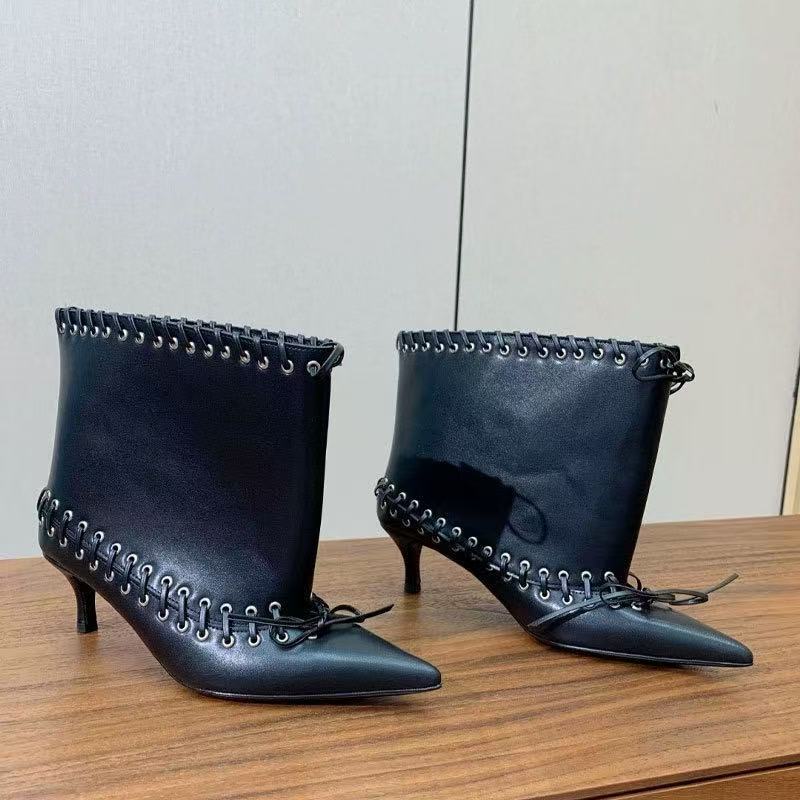 New European And American-style Studded Over-the-knee Boots With Pointed Toes