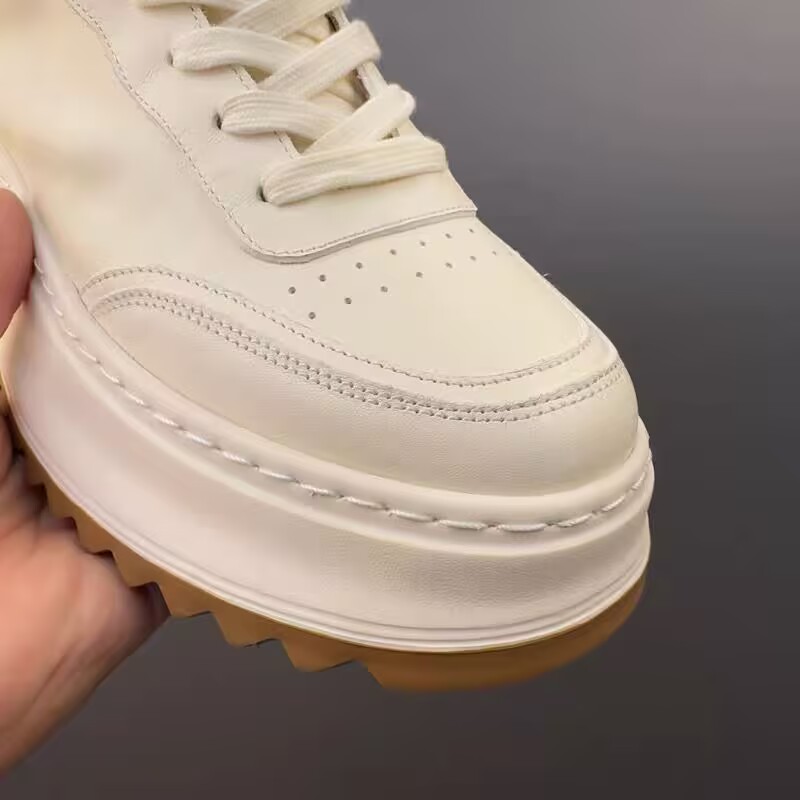 Leather White Shoes Male Retro Casual Shoes foto 5
