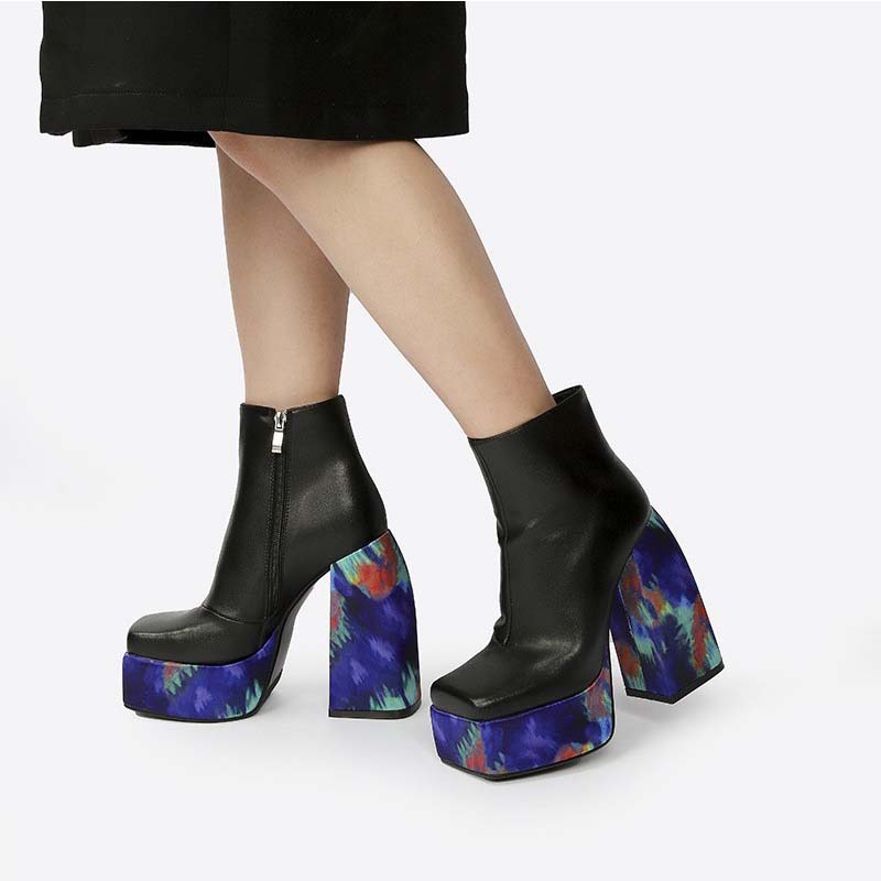 Womens High-Heeled Leather Fashion Boots foto 5