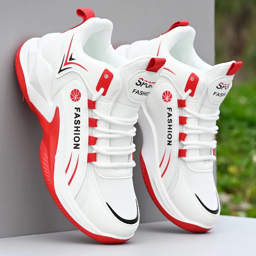High Top Trendy Mesh Breathable Athletic All Matching Non Slip Running Shoes For Students foto 5
