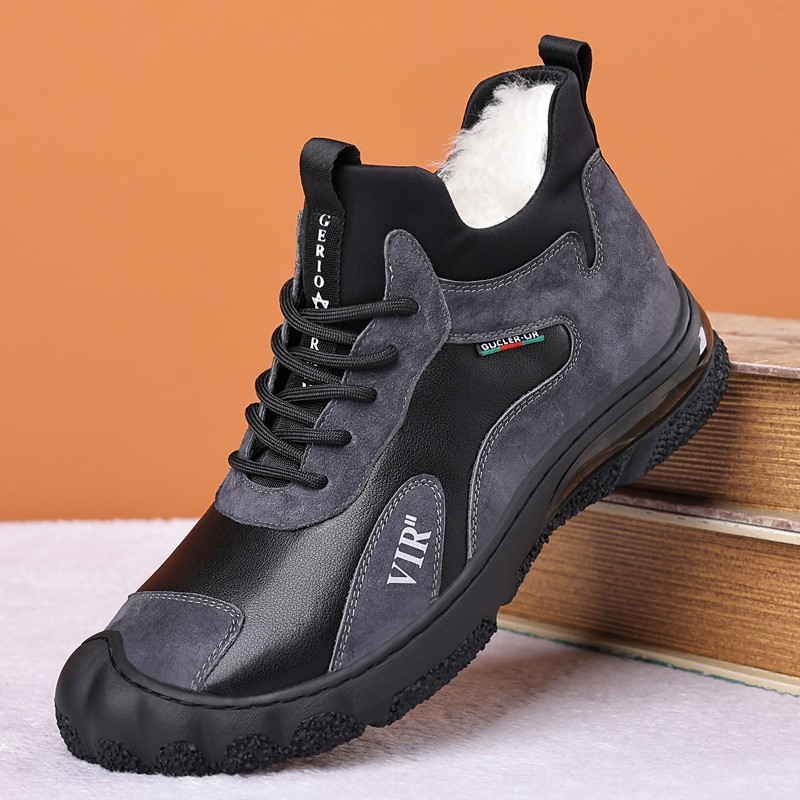 Winter Fleece-lined Thick High Waist Casual Cotton-padded Shoes Men's Hiking Shoes foto 3