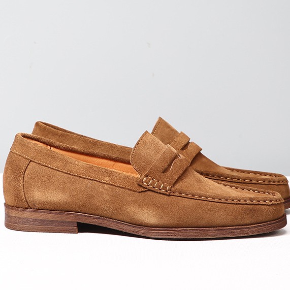 Mens Leather Loafers Genuine Leather Boat Shoes Slip-on Suede foto 4