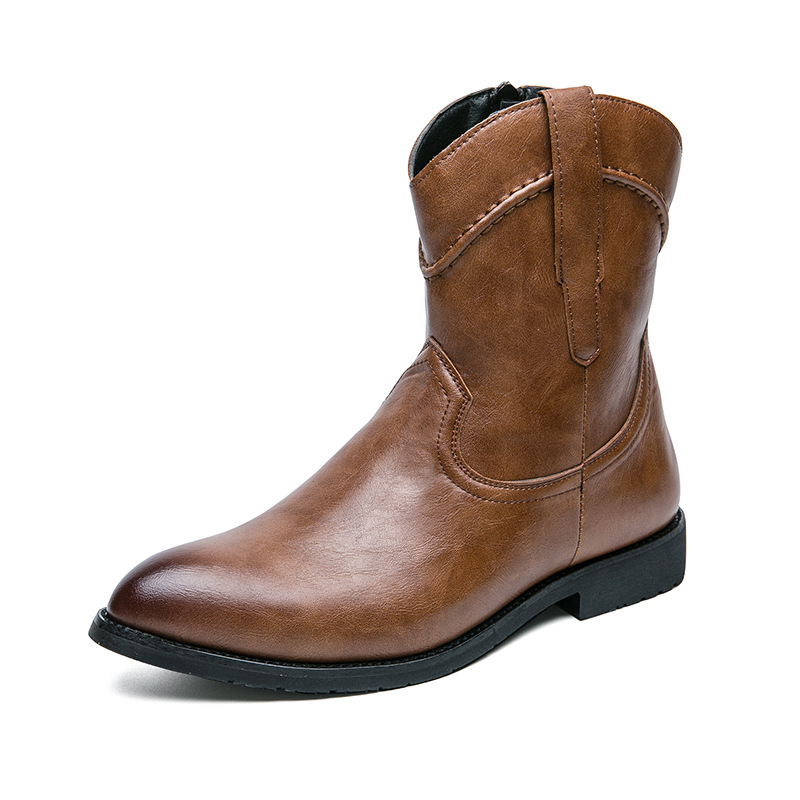 Retro High-top Leather Shoes Ankle Boots Casual foto 3