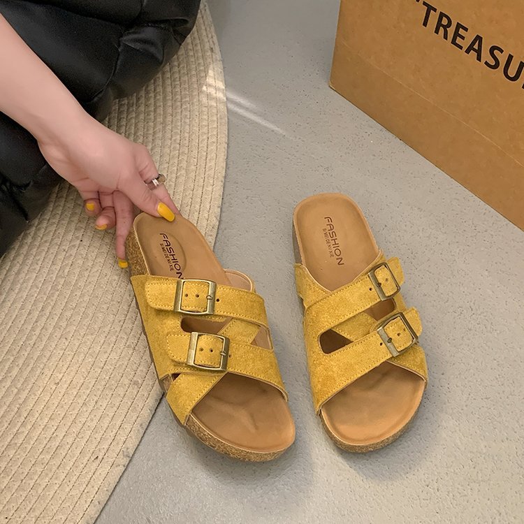 Women's Soft Leather Platform Slippers foto 4