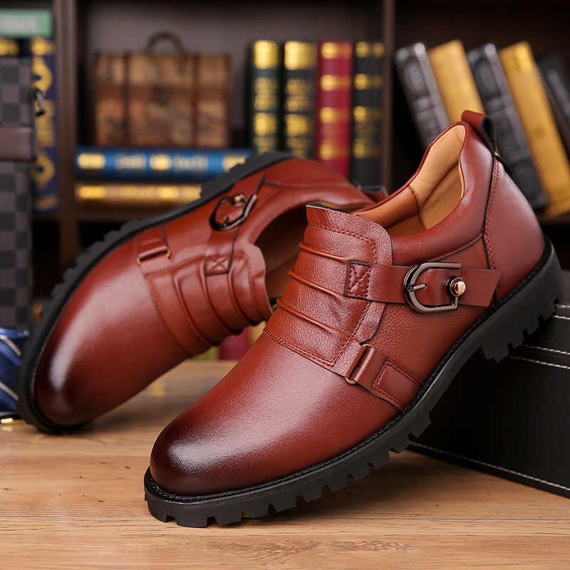 Low-top Versatile Retro Motorcycle Platform Round Toe Holder Men's Shoes foto 2
