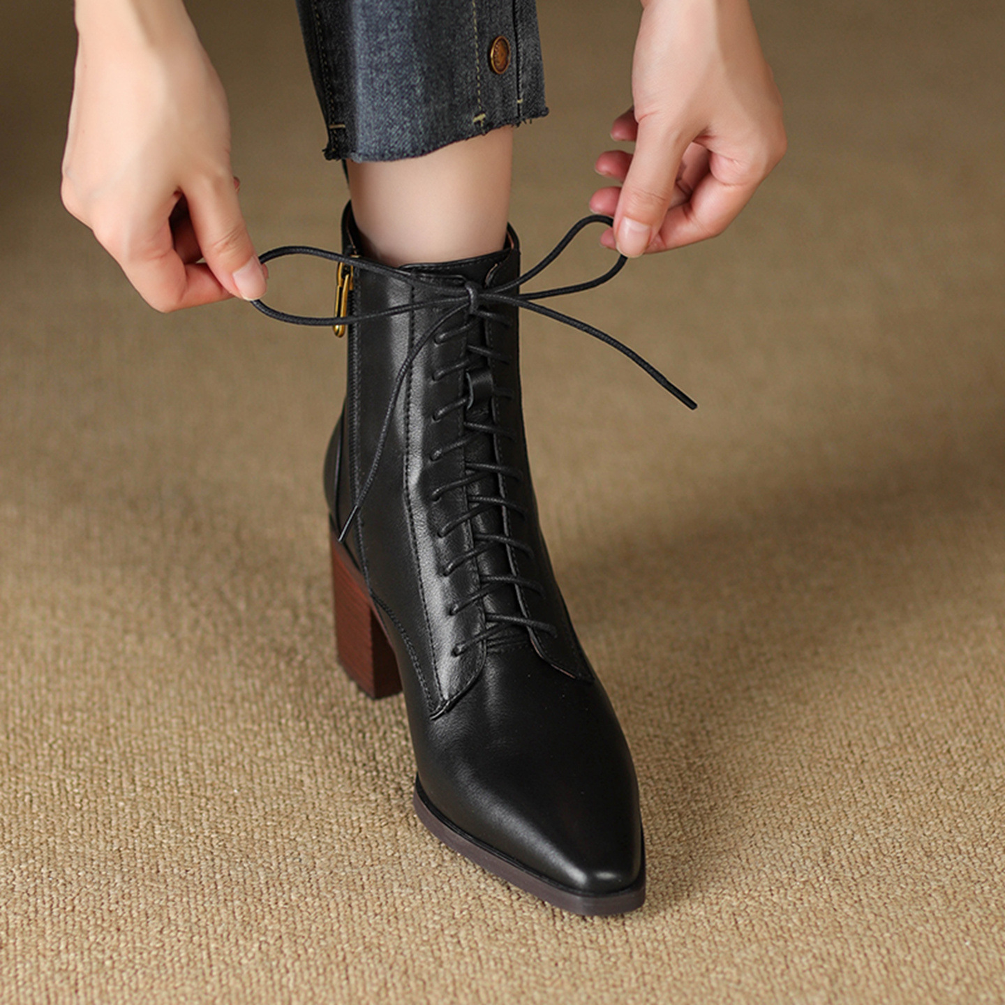 Thick-heel Lace-up Ankle Boots, New Autumnwinter Women's Martin Boots foto 5
