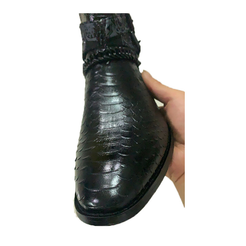 Chelsea Boots Men's Leather Serpentine Pointed Flower foto 4