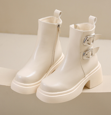 Popular British Style Niche Design Metal Buckle Versatile With Skirts Ankle Boots foto 3