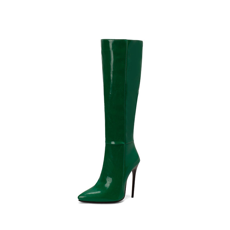 Autumn And Winter New Women Pointed Toe Stiletto Heel Side Zipper Below The Knee Boots foto 4
