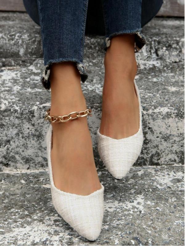 Women's Solid Color Pointed Toe Flat Shoes Fashionable Slip foto 4