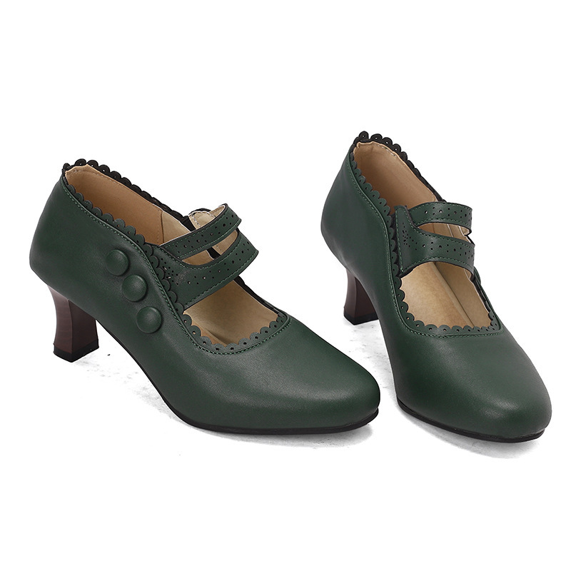 Fashionable High-Heel Retro Mary Jane Double-Breasted Pumps For Women foto 4