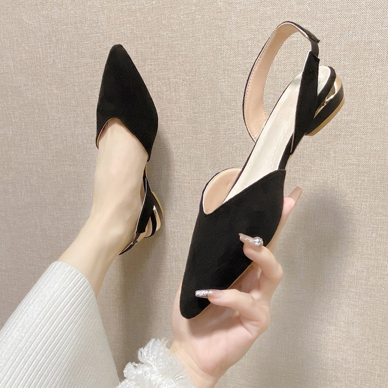 Womens Plus-Size Pointed-Toe Open-Back Low-Heel Sandals foto 2