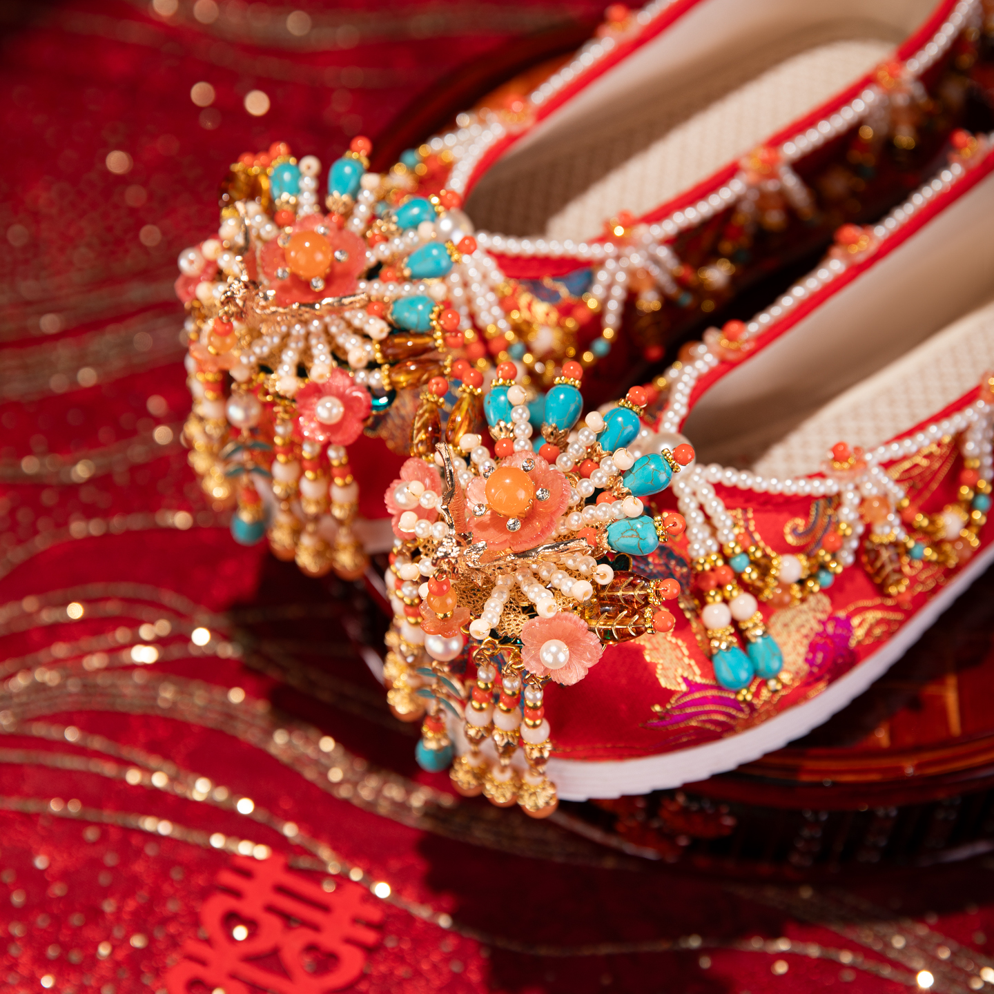 Original Handmade Chinese-style Wedding Shoes - The Xiuhe Shoes With A Heel, Custom-made By Hand, Featuring Ancient Style, Adding New Elements For The Bride's Wedding Chinese-style Dress Shoes For Wom