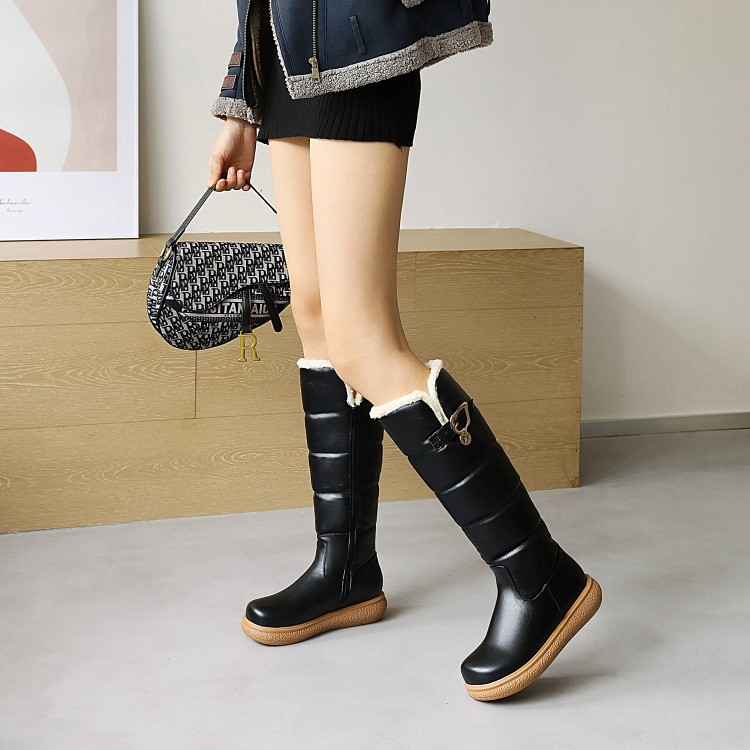 Womens Fleece-Lined Solid-Color Minimalist High Boots foto 5