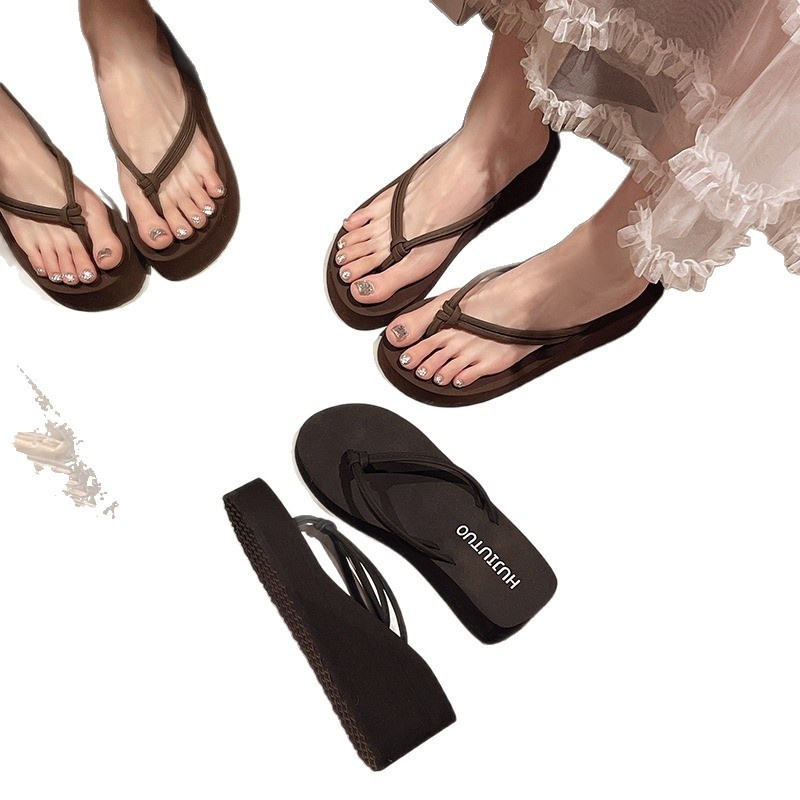 Girly Wedge-heeled Platform All-match Waterproof Flip-flops foto 5