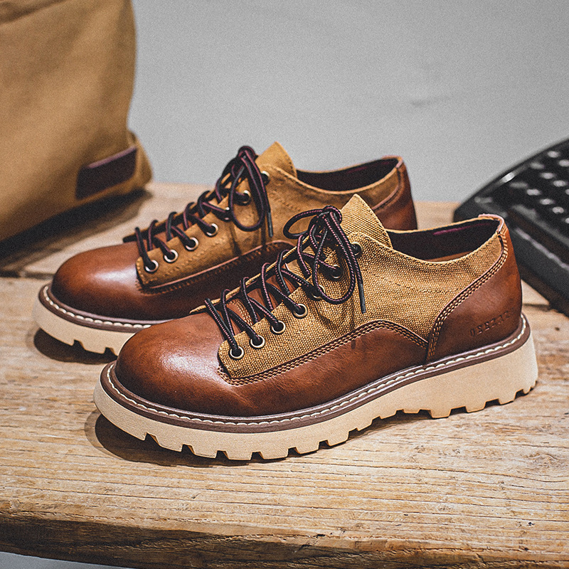 Round Toe Tough Guy Lightly Mature Genuine Leather Platform Casual Fashion Shoes foto 2