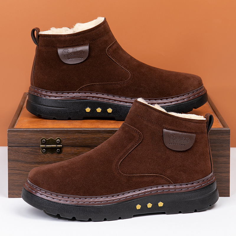 Warm Non-slip Sheep Wool Plus Velvet Thick Cotton Shoes foto 2