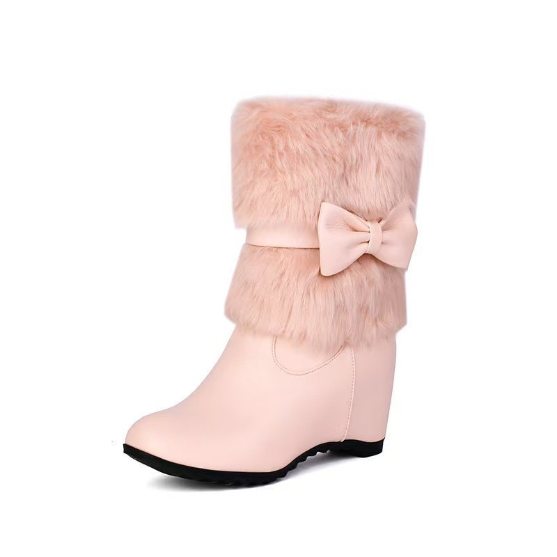 Women's Cute Low-Top Boots With Built-in Heel And Bow Accent foto 3