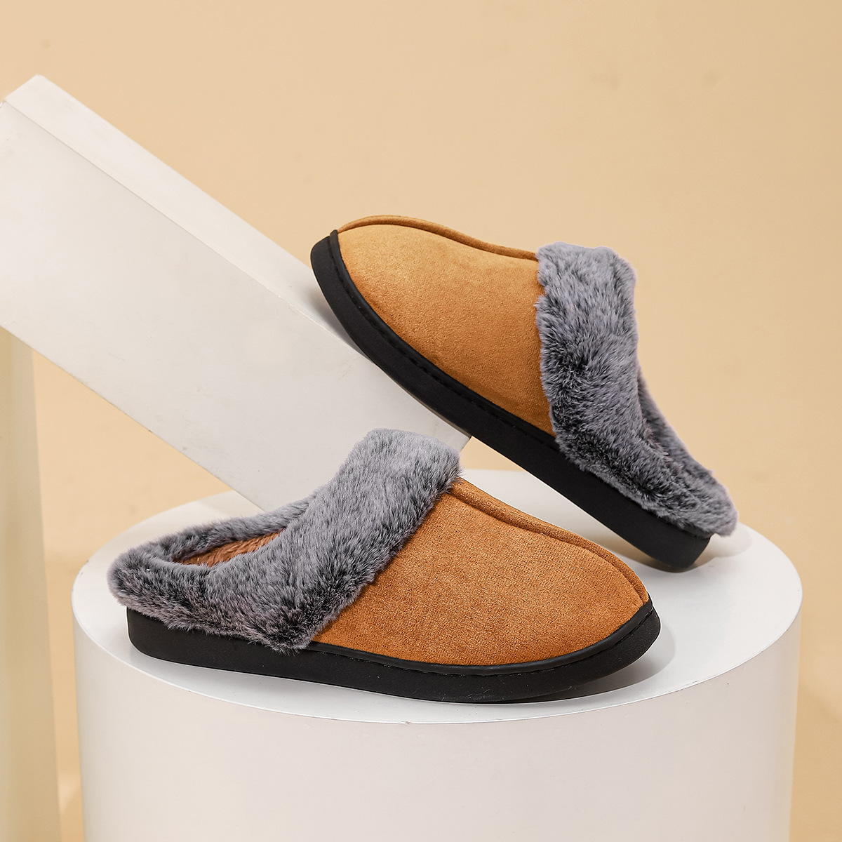 Fleece-lined Warm Cotton Slippers For Home Use foto 3