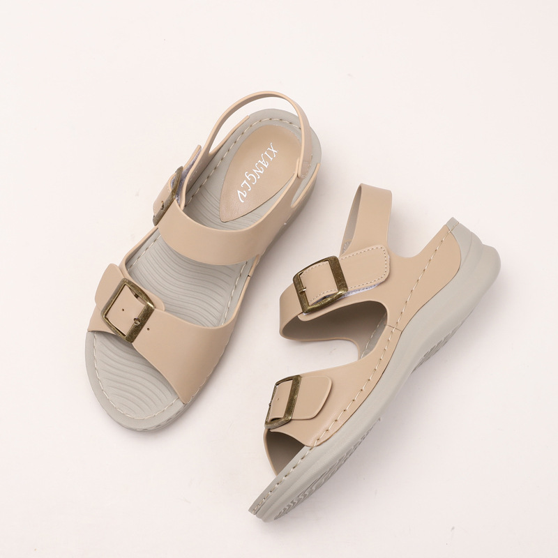 Casual Wedge Sandals Women's Fashion Thick Bottom Velcro Travel Beach Shoes foto 5