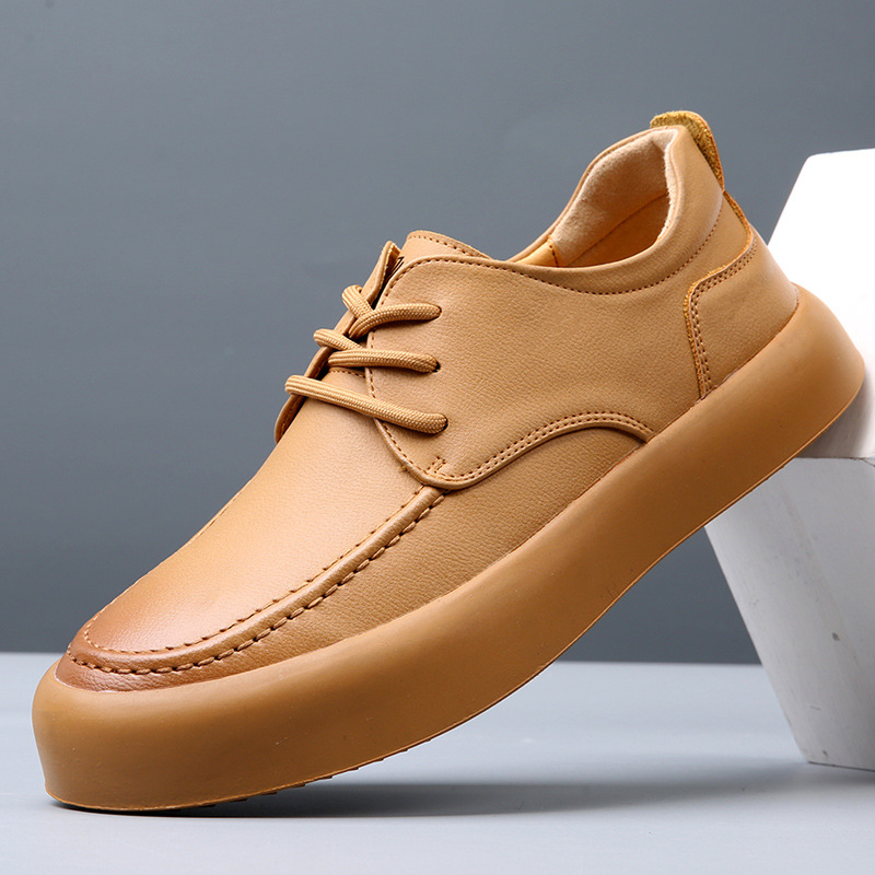 Breathable All-match Work Shoes Men's Leather Soft Bottom Casual Shoes foto 4