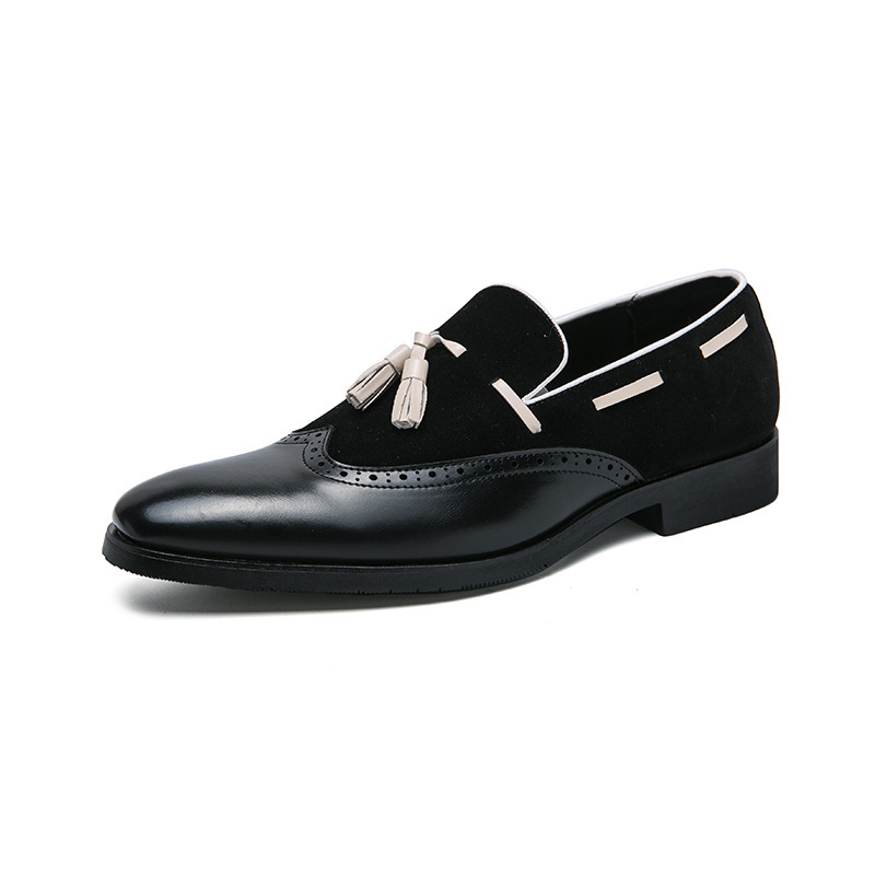 Men's Fringed Leather Shoes British Pointed Gradient Loafers foto 2
