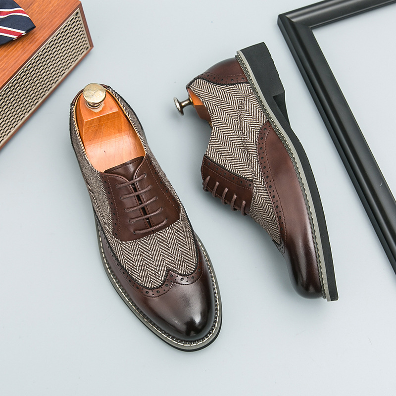 Fashion Brogue Men's Korean-style Casual Formal Wear Leather Shoes foto 3