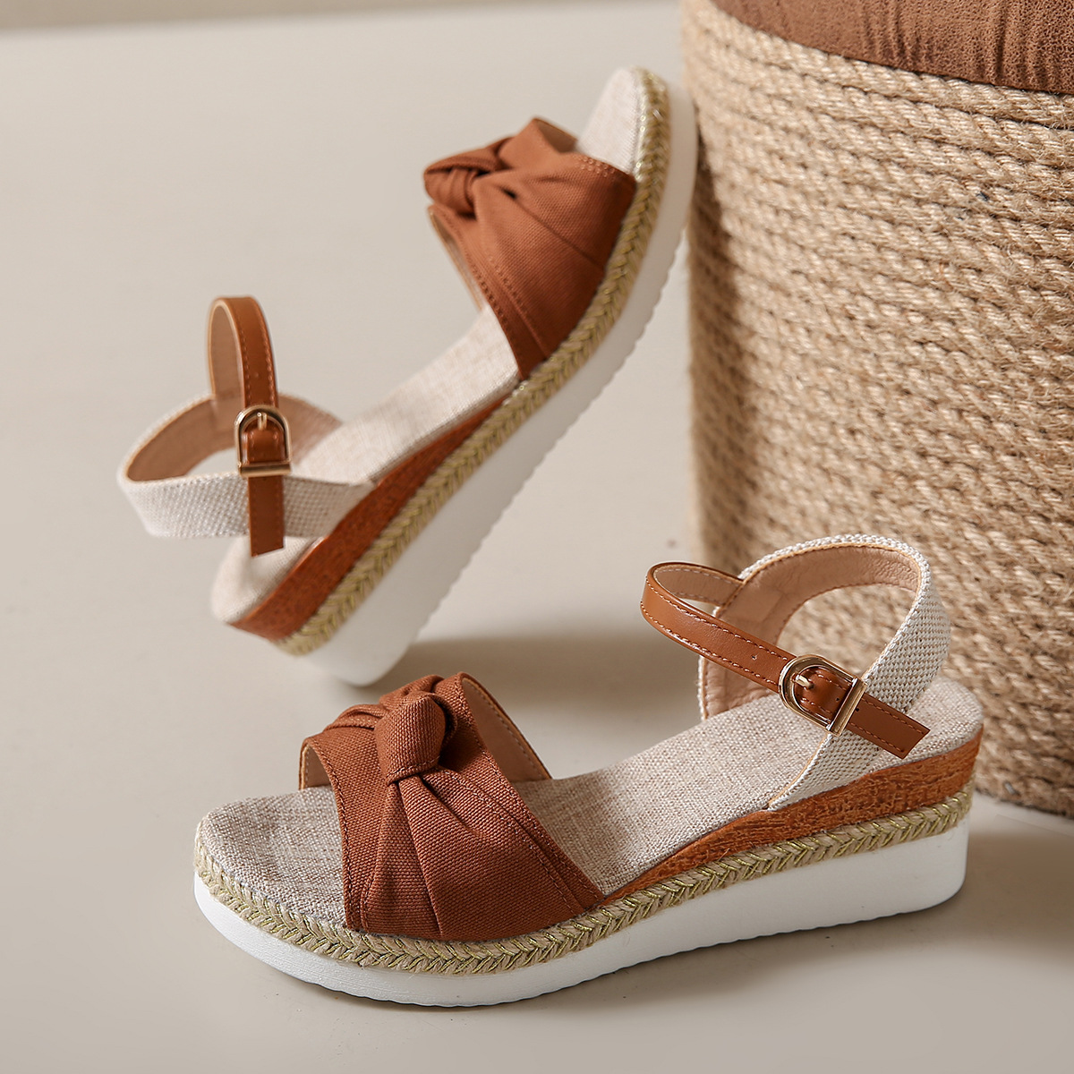 Bowknot Fashion Sandals Fish Mouth Buckle Rope Bottom foto 4