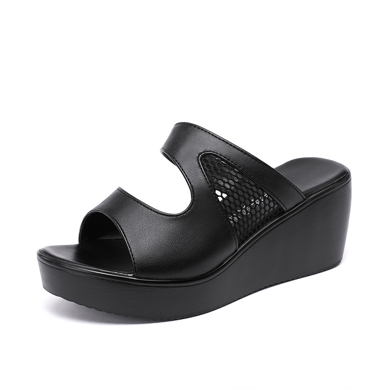 Thick Bottom Waterproof Platform Mesh Patchwork Easy Matching Wedge Sandals foto 2