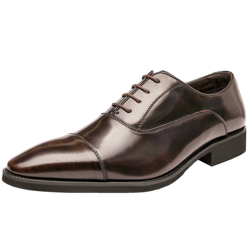 Patent Leather Three-joint Oxford Shoes Pointed Business Men's Soft Bottom foto 4