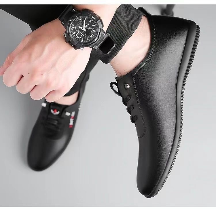 Breathable Lightweight And Thin Type Casual Flat Leather Shoes foto 2