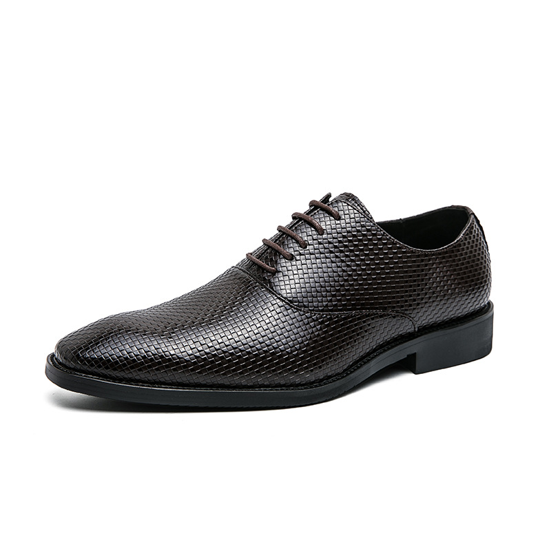 Men's Business Leather Shoes Retro Pointed Summer Lace-up foto 3