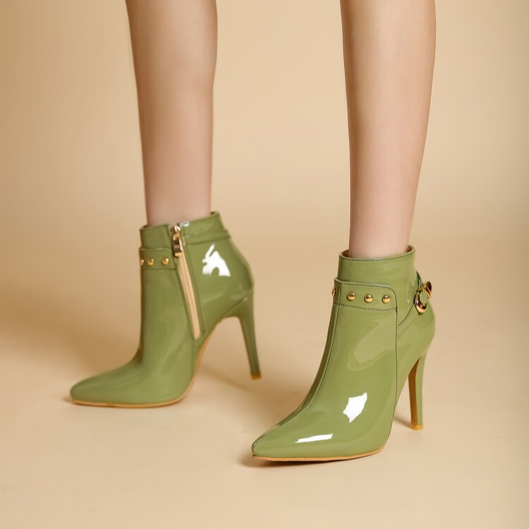 Stiletto-heeled Pointed-toe Low-cut Boots With Metal Studs foto 3