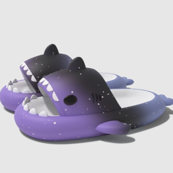 Gradient Shark Slippers 4cm Thick Bottom Shit Feeling Slippers foto 2