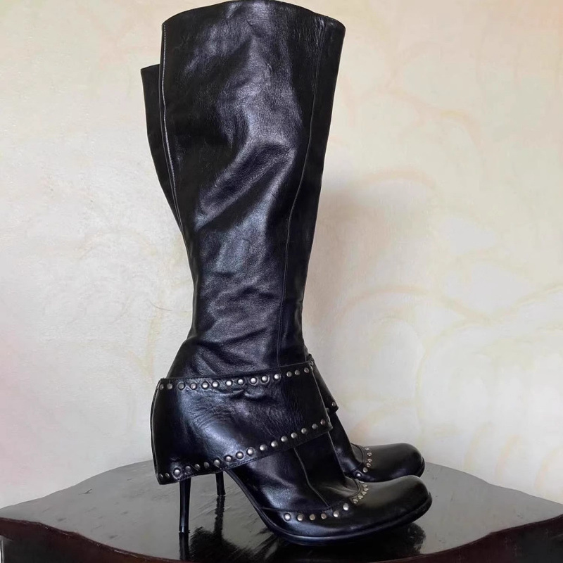 Studded Round-toe Fashion Over-the-knee Boots With A Thin Heel foto 3
