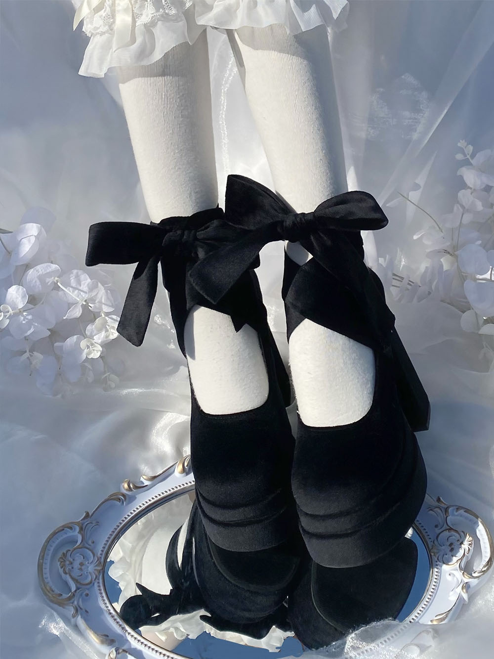 Women's Fashion Cross Lace-up Mary Jane High Heels foto 2