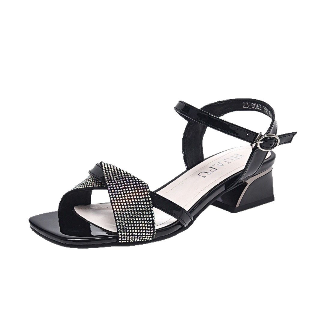 Real Soft Leather Strap Low Heel Fairy Style Sandals foto 4