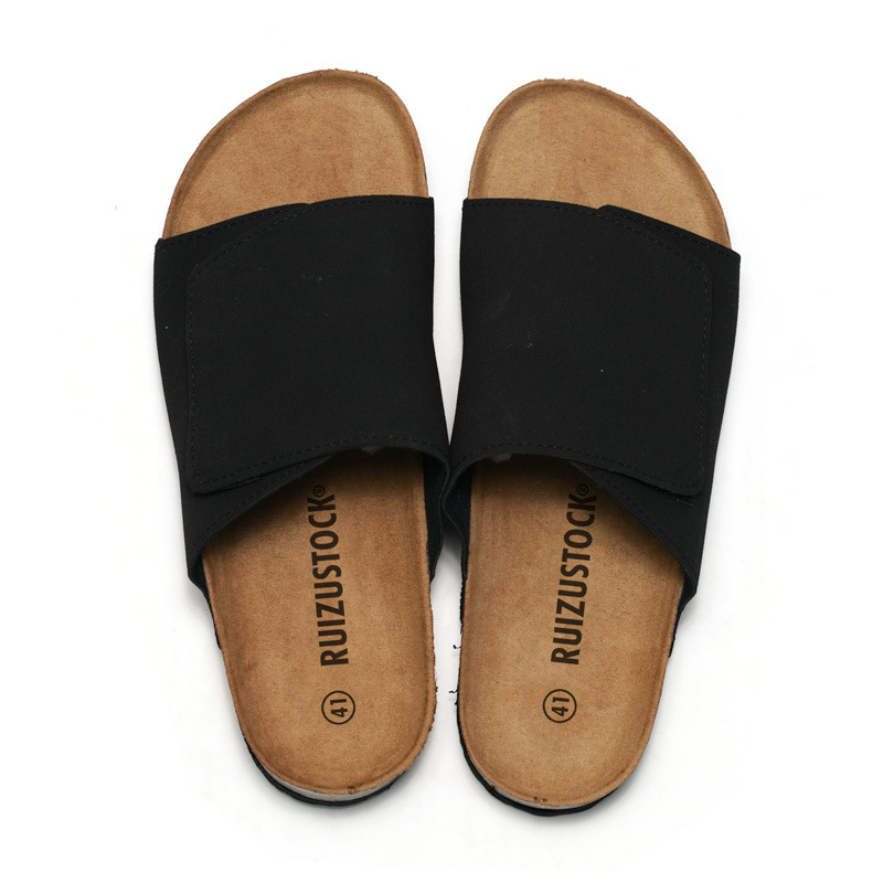Cork Slippers Male Leather Version Platform Slippers Retro Slip-on Lazy Shoes foto 3