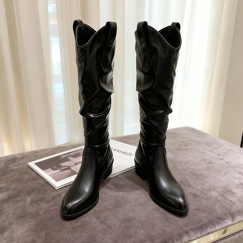 Fashionable Chunky Heel Suede High-top Riding Boots foto 3